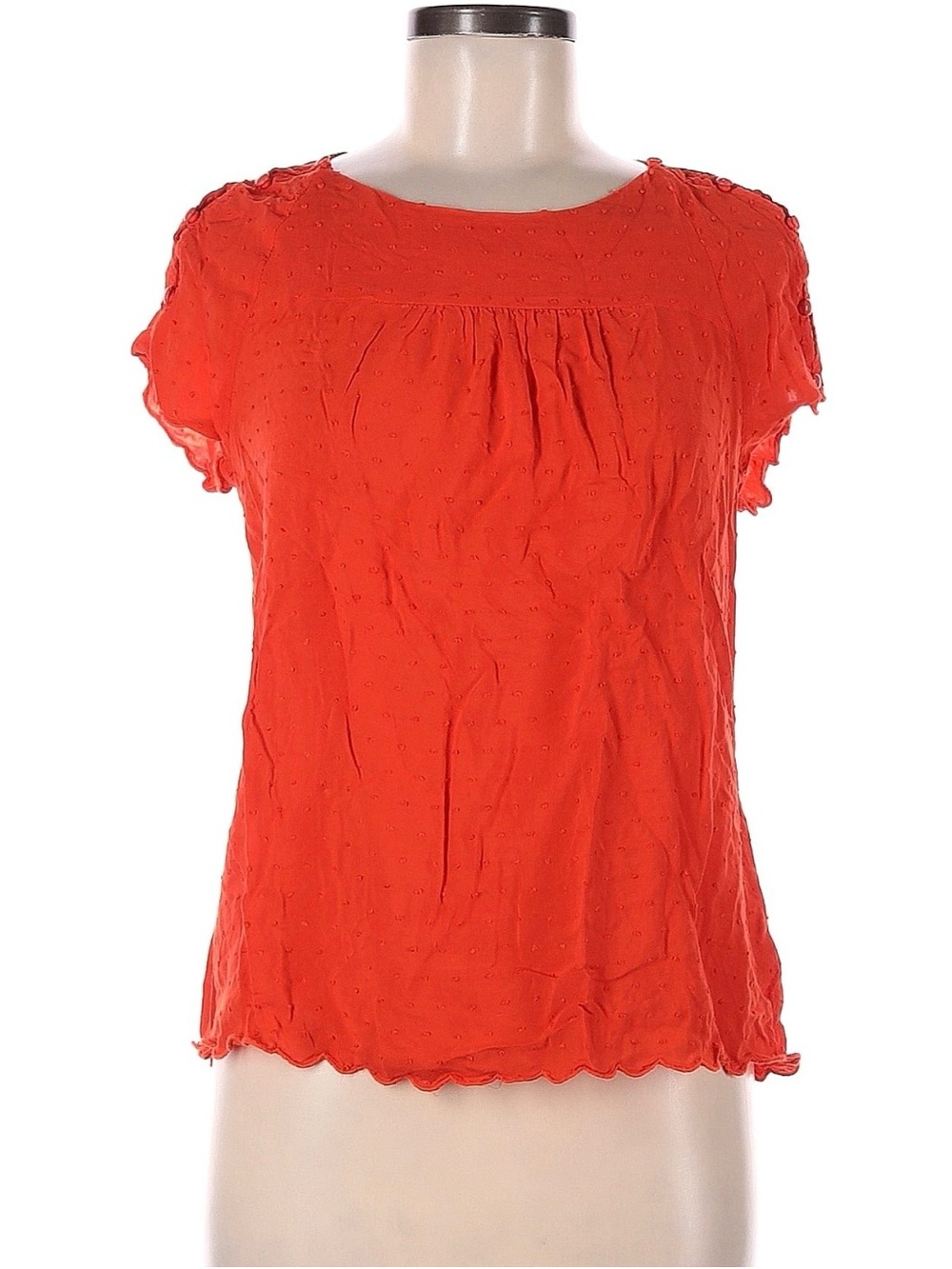 Maeve Bright Red Swiss Dot Short-Sleeve Blouse